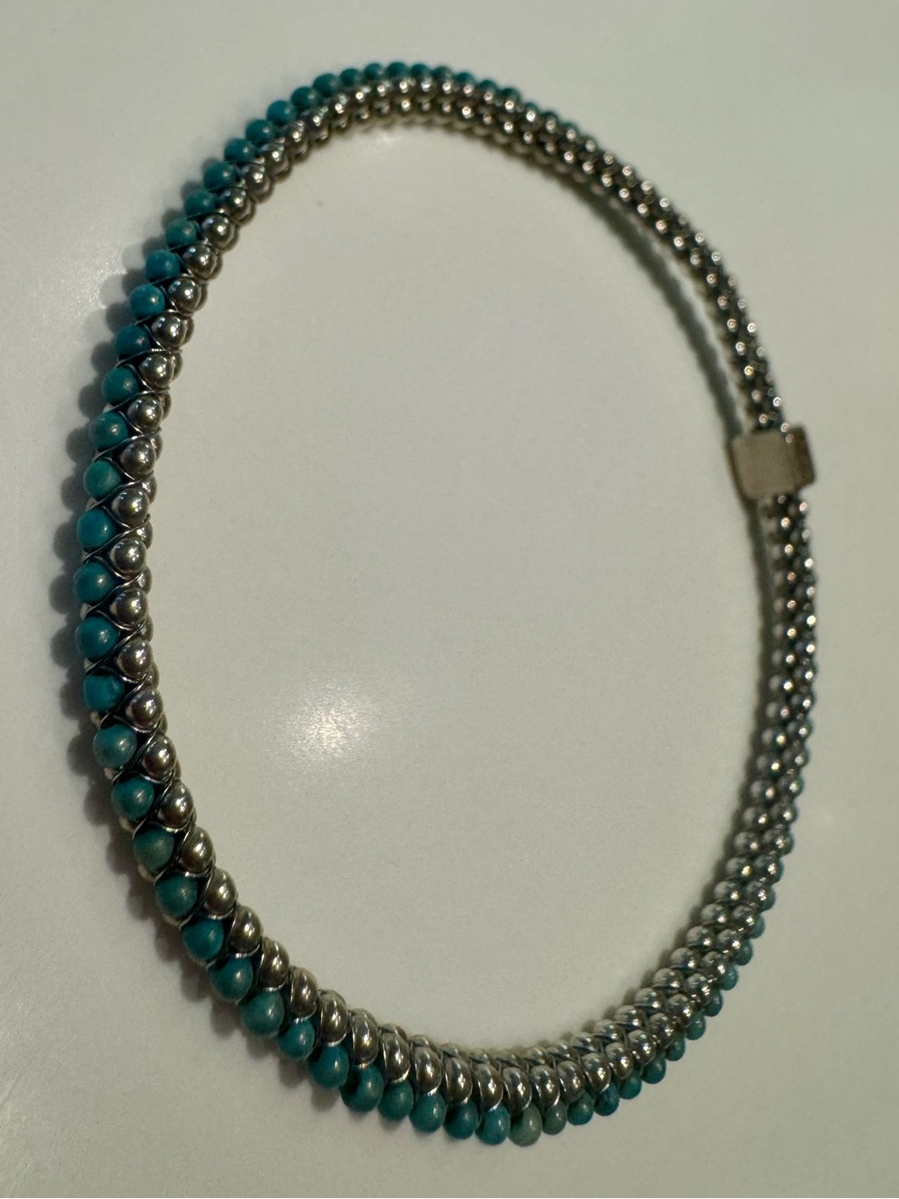 Mignon Faget ⚜️ Halo Sleeping Beauty Turquoise Beaded Bangle - Picture 3 of 5